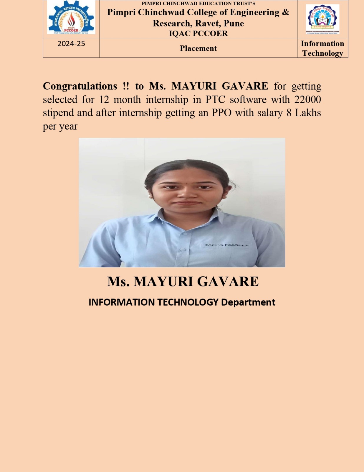 Student Achievement, PCCOER