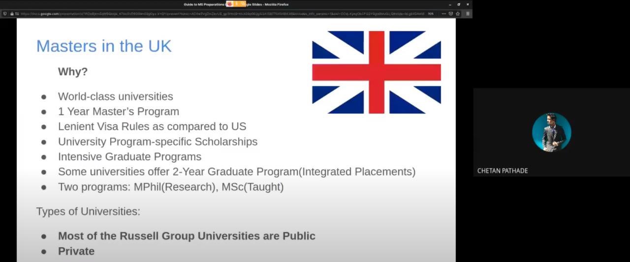 Session on All about higher studies in US and UK, PCCOER